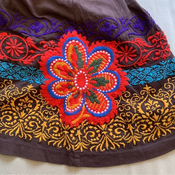 Johnny Was JWLA Blouse Womens S Brown Floral Embroidered Tunic Peasant Boho Top - Picture 9 of 14